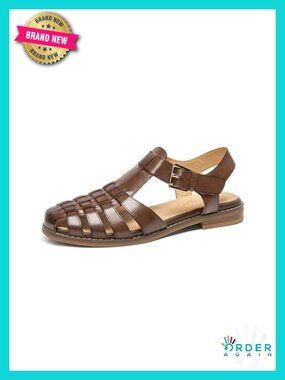 Women's Fisherman Sandals with Adjustable Buckle Strap, Closed Toe Flat